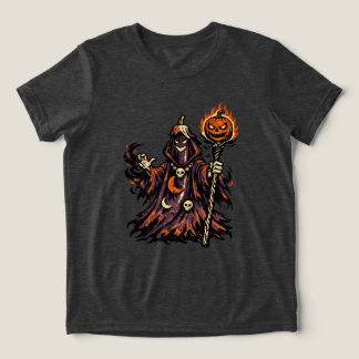 Eggplant Dark Sorcerer Halloween — Spooky Retro  Tri-Blend Shirt