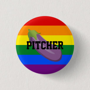 Eggplant Emoji Gay Top Button
