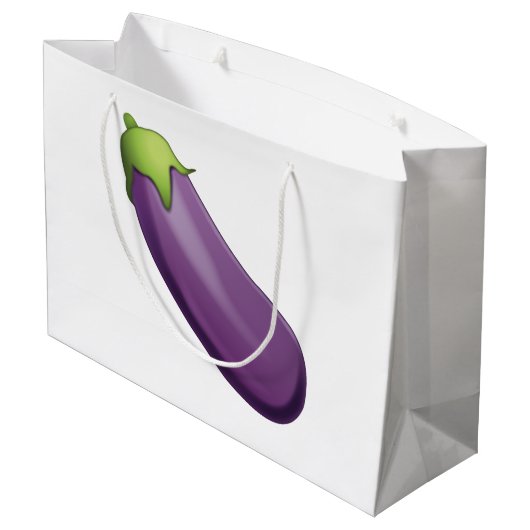 Eggplant - Emoji Große Geschenktüte (Rückseite Schrägansicht)