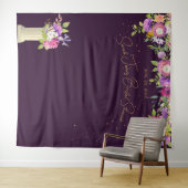 Eggplant Floral Brautparty Hintergrund Wandteppich (Beispiel (Horizontal))