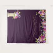 Eggplant Floral Brautparty Hintergrund Wandteppich (Vorderseite (Horizontal))