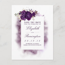 Eggplant Floral Elegant Save the Date Ankündigungspostkarte