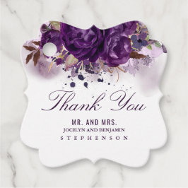 Eggplant Floral Elegant Wedding Vielen Dank Geschenkanhänger