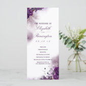 Eggplant Floral Watercolor Hochzeitsprogramme Programm (Stehend Vorderseite)
