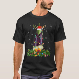 Eggplant Frucht Lover Rentier Weihnachtsmannmütze T-Shirt
