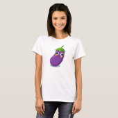 Eggplant Funny Character, Niedlich Veggie T-Shirt (Vorne ganz)