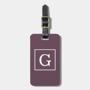Eggplant Gerahmtes Anfangsmonogramm Gepäckanhänger