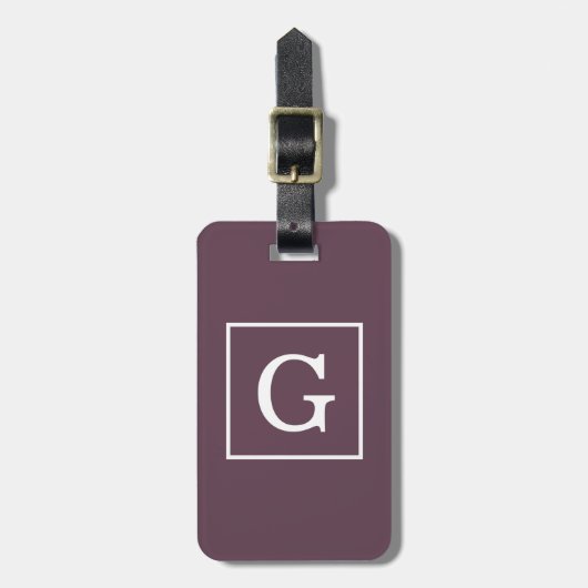Eggplant Gerahmtes Anfangsmonogramm Gepäckanhänger (Vorderseite vertikal)