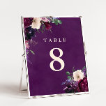 Eggplant Lila Blumenhochzeit Tischnummer<br><div class="desc">Romantische Blume in kräftigen Bordeaux-Tönen,  sanfte Lilie,  tiefgrünes Auberginenpaar lila und rosa Orchideenpaare mit modernen grünen Botanikalen wie Farne und Eukalyptus. Ein lila Aquarellhintergrund in Auberginen mit Krawatte Aquarell und eleganter Typografie in diesen romantischen Tischnummern. Kaufen Sie eine Karte für jede Nummer!</div>