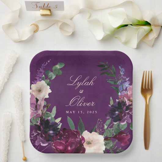 Eggplant Lila Blumenzwiebelpapier-Teller Pappteller (Hochzeit)
