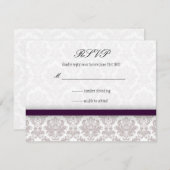 Eggplant Lila Damask Bow Wedding RSVP (Vorne/Hinten)