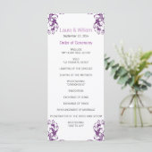 Eggplant Lila Damask Wedding Program Programm (Stehend Vorderseite)