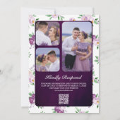 Eggplant Lila Floral QR Code Dunkle Moody Wedding Einladung (Rückseite)