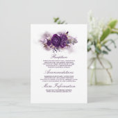Eggplant Lila Floral Wedding Information Guest Begleitkarte (Stehend Vorderseite)