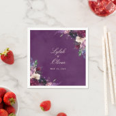 Eggplant Lila Floral Wedding Napkins Serviette (Beispiel)