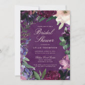 Eggplant Lila florales Brautparty Einladung (Vorderseite)