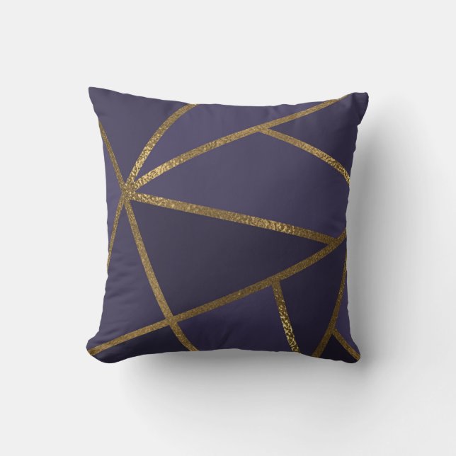 Eggplant Lila Gold Bronze Geometric Glam Chic Kissen (Vorderseite)