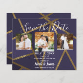 Eggplant Lila Gold Bronze Geometric Rett Datum (Vorne/Hinten)