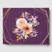 Eggplant Lila Orange Floral Wedding Gästebuch (Rückseite)