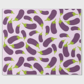 Eggplant Lila Pflanzenmuster Geschenkpapier (Flach)