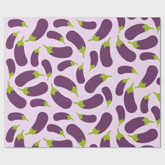 Eggplant Lila Pflanzenmuster Geschenkpapier (Flach)