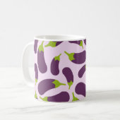 Eggplant Lila Pflanzenmuster Kaffeetasse (Vorderseite Links)