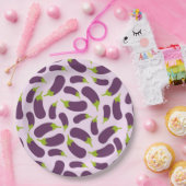 Eggplant Lila Pflanzenmuster Pappteller (Party)