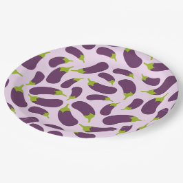Eggplant Lila Pflanzenmuster Pappteller