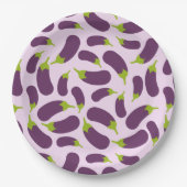 Eggplant Lila Pflanzenmuster Pappteller (Vorderseite)