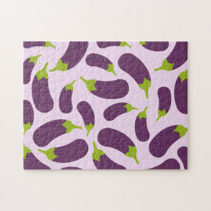 Eggplant Lila Pflanzenmuster Puzzle