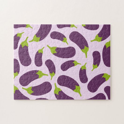 Eggplant Lila Pflanzenmuster Puzzle (Horizontal)