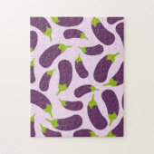 Eggplant Lila Pflanzenmuster Puzzle (Vertikal)