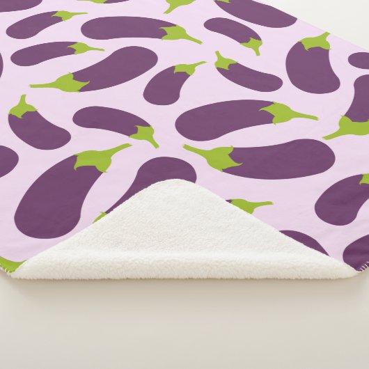 Eggplant Lila Pflanzenmuster Sherpadecke (3/4)