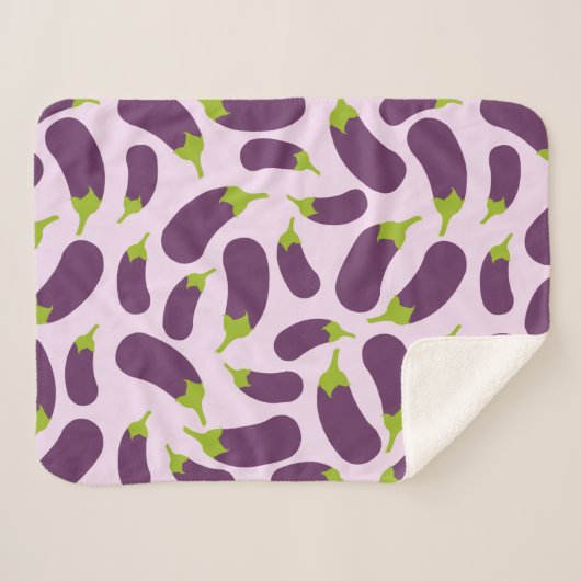 Eggplant Lila Pflanzenmuster Sherpadecke (Vorderseite (Horizontal))