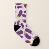 Eggplant Lila Pflanzenmuster Socken (Rechts - Außen)