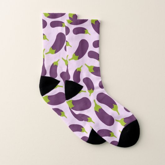 Eggplant Lila Pflanzenmuster Socken (Paar)