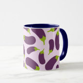 Eggplant Lila Pflanzenmuster Tasse (VorderseiteRechts)