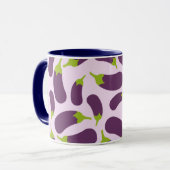 Eggplant Lila Pflanzenmuster Tasse (Vorderseite Links)