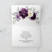 Eggplant Lila Pflaume Elfenbeinblütenhochzeit Th Dankeskarte (Innenseite)