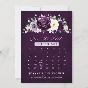 Eggplant Lila Pflaume Elfenbeinblütenkalender S Save The Date
