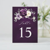 Eggplant Lila Pflaume Elfenbeinweiße Tischnummer (Stehend Vorderseite)