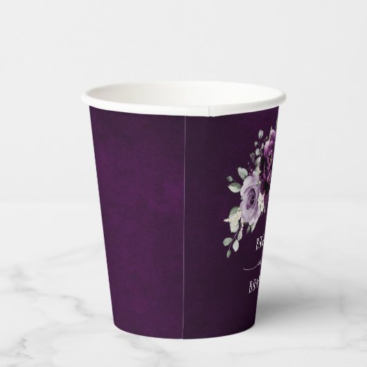 Eggplant Lila Plum Elfenbein Weiße Blumenzange Pa Pappbecher (Rechts)