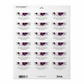 Eggplant Lila Plum Elfenbeinblütenhochzeit Adressaufkleber (Vorne)