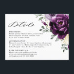 Eggplant Lila Plum Elfenbeinblütenhochzeit Begleitkarte<br><div class="desc">Die elegante Blumenkarte für Hochzeitsdetails im Hochsommer bietet ein Bouquet von Rose in Aquarelltönen in lila Pflaumen,  Champagner Elfenbein und Salbei ,  üppig grüne botanische Eukalyptus-Blätter. Weitere passende Designs und Variationen finden Sie in meinem "Blitzweddingpaperie" Shop. Und zögern Sie nicht,  mich für weitere Anpassungen oder Match-Artikel zu kontaktieren.</div>