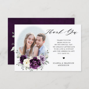Eggplant Lila Plum Elfenbeinblütenhochzeit Dankeskarte