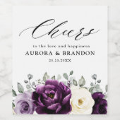 Eggplant Lila Plum Elfenbeinblütenhochzeit Weinetikett (Einzelnes Label)