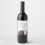 Eggplant Lila Plum Elfenbeinblütenhochzeit Weinetikett (Vorderseite)