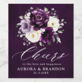 Eggplant Lila Plum Elfenbeinblütenhochzeit Wi Weinetikett (Einzelnes Label)