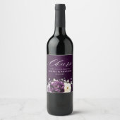 Eggplant Lila Plum Elfenbeinblütenhochzeit Wi Weinetikett (Vorderseite)