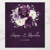 Eggplant Lila Plum Elfenbeinblütenhochzeit Wi Weinetikett (Einzelnes Label)